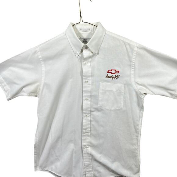 VTG 1990’s Chevy Indy V8 Crew Shirt Size Medium/ 16/ Arrow Dover \White Brown - Picture 1 of 12